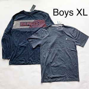 NWT Boys XL Shirt Bundle Tommy Hilfiger & Nautica Navy Blue Long & Short Sleeve